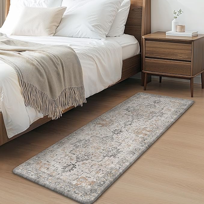 GENIMO 17.3"x59"+17.3"x30"-0.47 Kitchen Mats for Floor 2PCs, Washable Anti Fatigue Mat for Cushioned, Waterproof Kitchen Rugs, Non Slip Comfort Standing Mat Rug for Home, Sink, LightTaupeBrown