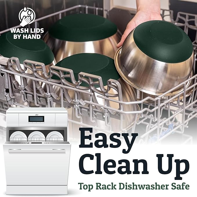 Priority Chef Stainless Steel Mixing Bowls with Lids Set, 3 Grater Attachments, Airtight Lids, Non-Slip Silicone Base Mixing Bowl Set, Large Prep Metal Mixing Bowls for Kitchen, Green