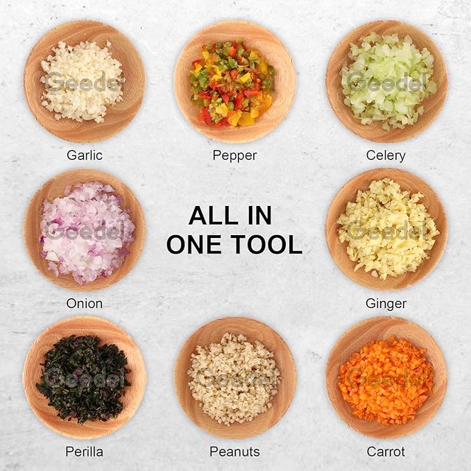 Geedel Food Chopper, Easy to Clean Manual Hand Vegetable Chopper Dicer, Dishwasher Safe Slap Onion Chopper for Veggies Onions Garlic Nuts Salads White