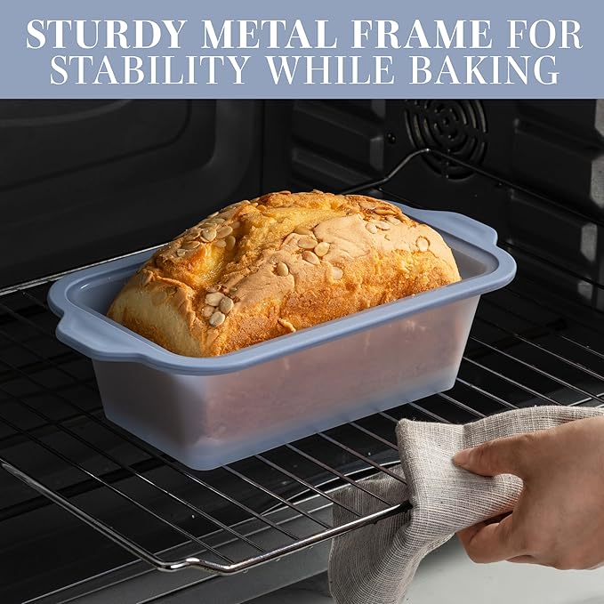 COOK WITH COLOR 17 Pc. Silicone Baking Pan Set - Non-Stick & Easy Clean Silicone Muffin Pans for Baking with Sturdy Metal Frame for Stability, Flexible Cake Molds, Includes Measuring Cups and Spoons