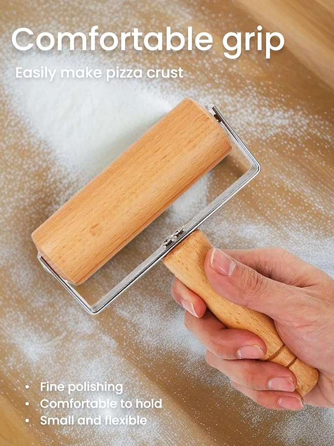 Pizza Rolling Pin, Small Rolling Pin, Non-Stick Wooden Dough Roller for Pastry Tortilla Pizza Cookie Dumpling (Type 2)