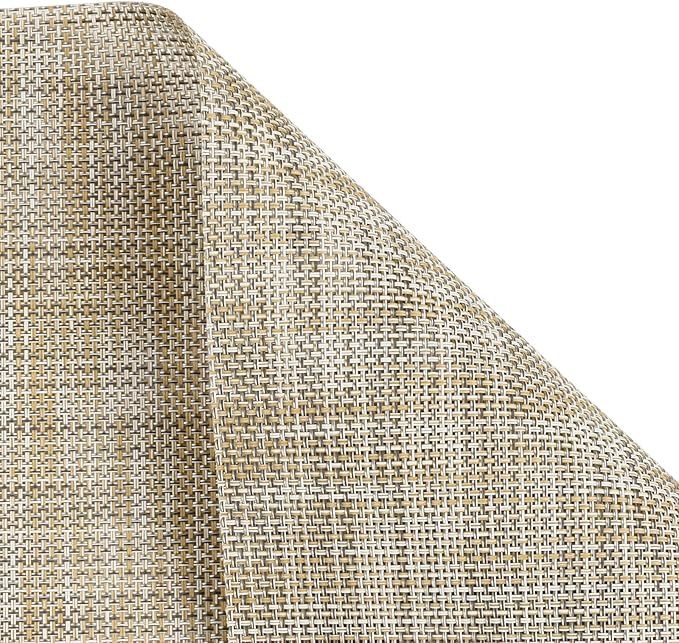 SHACOS Placemats Set of 6 Woven Vinyl Place Mats Wipeable Heat Resistant Stain Resistant Table Mats Indoor Outdoor, Beige