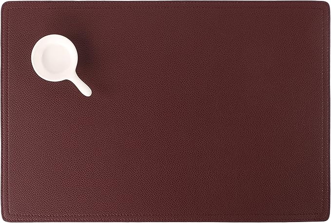 Set of 6 Faux Leather Placemats, PU Table Mats, Waterproof, Stain Resistant, Heat Resistant, Easy to Clean for Kitchen Dining Table,Conference Table