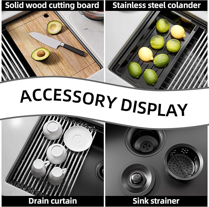 30 Inch Undermount Kitchen Sink Stainless Steel, 30x19 Undermount Workstation Sink Single Bowl Commercial 16 Gauge Stainless Steel Kitchen Sinks Black