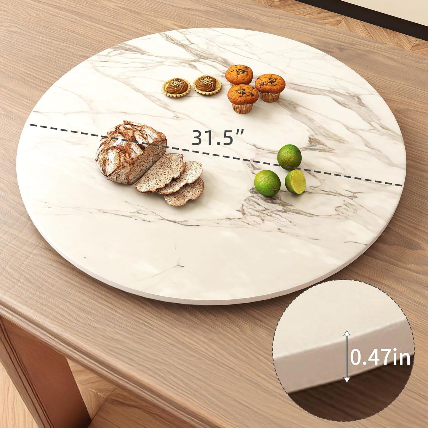 31.5" Lazy Susan for Table Top Sintered Stone Rotating Serving Tray for Dining Table, Kitchen Lazy Susan Organizer Spinning Rotating Food Server Party Centerpieces