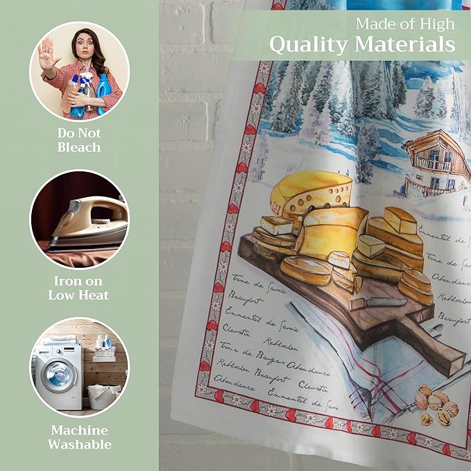 Maison d' Hermine Kitchen Towels Set of 3 100% Cotton 27.50" x 20" Reusable Cloth Tea Dish Towels Absorbent with Hanging Loop for Kitchen, Home, Dining, Cocktail Parties Spring/Summer (Obernai)