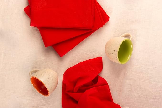 DG Collections 100% Cotton Flour Sack Towels – 12 Pack, 27x27 Inches, Red, Lint-Free, Pre-Washed, Hemmed Edges – Reusable Kitchen Towels for Cleaning, Embroidery, Printing & Crafts - Red