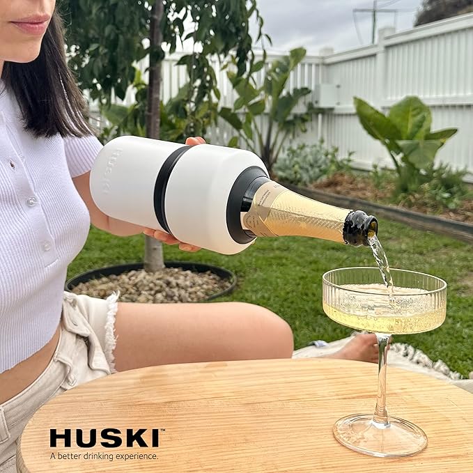 Huski Wine Chiller | Iceless Design | Keeps Cold up to 6 Hours | Wine Accessory | Next Generation Ice Bucket | Fits Some Champagne | for Wine Lover (Stone Grey)