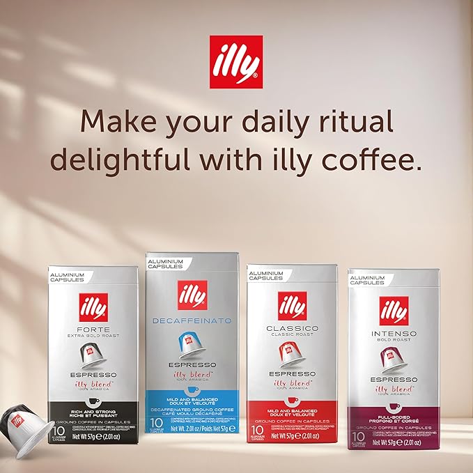 illy Aluminum Espresso Pods - Compatible with Nespresso Machines - Single Serve Coffee Capsules, Classico, Forte, Intenso, Decaf, Classico Lungo Roasts - Variety - 10 Count (Pack of 20)