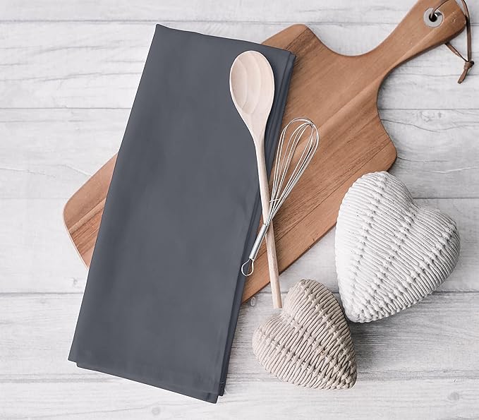 RUVANTI Flour Sack Towels 6 Pack 28x28 Inch, 100% Cotton Tea Towel, Reusable, Machine Washable, Absorbent BarTowels - Dish Cloth Perfect for Drying Dishes & Cleaning - Grey