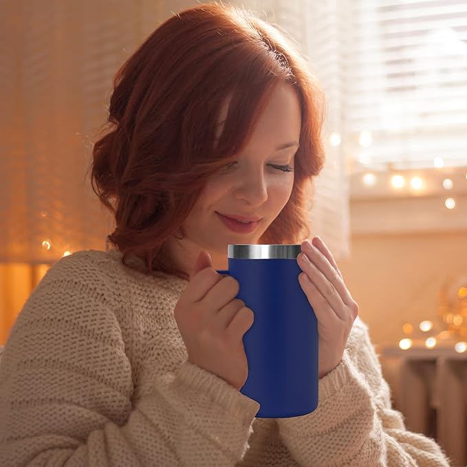 DOMICARE 24oz Mug with Handle and Lid, Stainless Steel Coffee Mug, Reusable Insulated Cup, Travel Mug with Handle, Double Wall Vacuum Coffee Tumbler for Men and Women, Navy, Pack 1