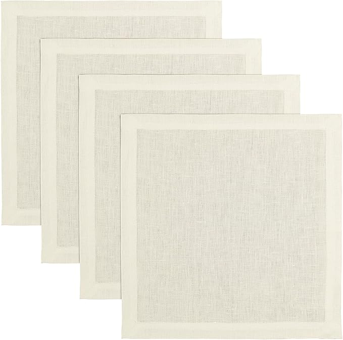 Solino Home Ivory Placemats Set of 4-100% Pure Linen Placemats 14 x 14 Inch for Fall, Autumn, Thanksgiving, Christmas - Fete