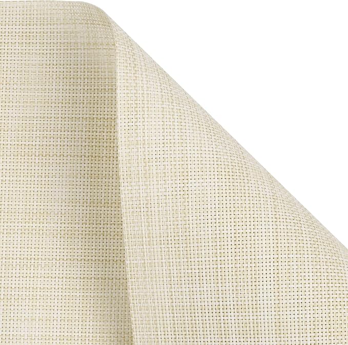 SHACOS Placemats Set of 6 Woven Vinyl Place Mats Wipeable Heat Resistant Stain Resistant Table Mats Indoor Outdoor, Beige White