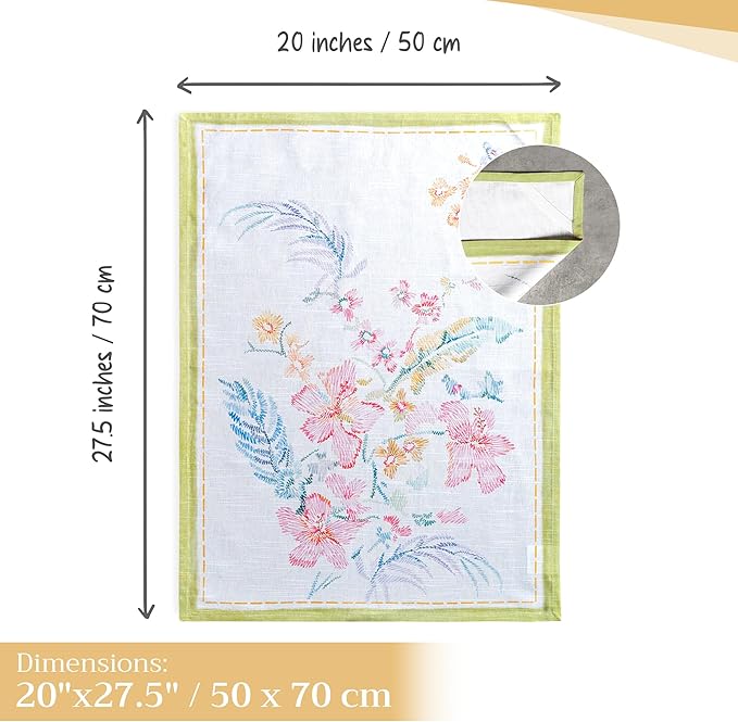 Maison d' Hermine Kitchen Towels Set of 2 100% Cotton 27.50" x 20" Reusable Cloth Tea Dish Towels Absorbent with Hanging Loop for Kitchen, Dining, Cocktail Parties Spring/Summer (Paradise Island)