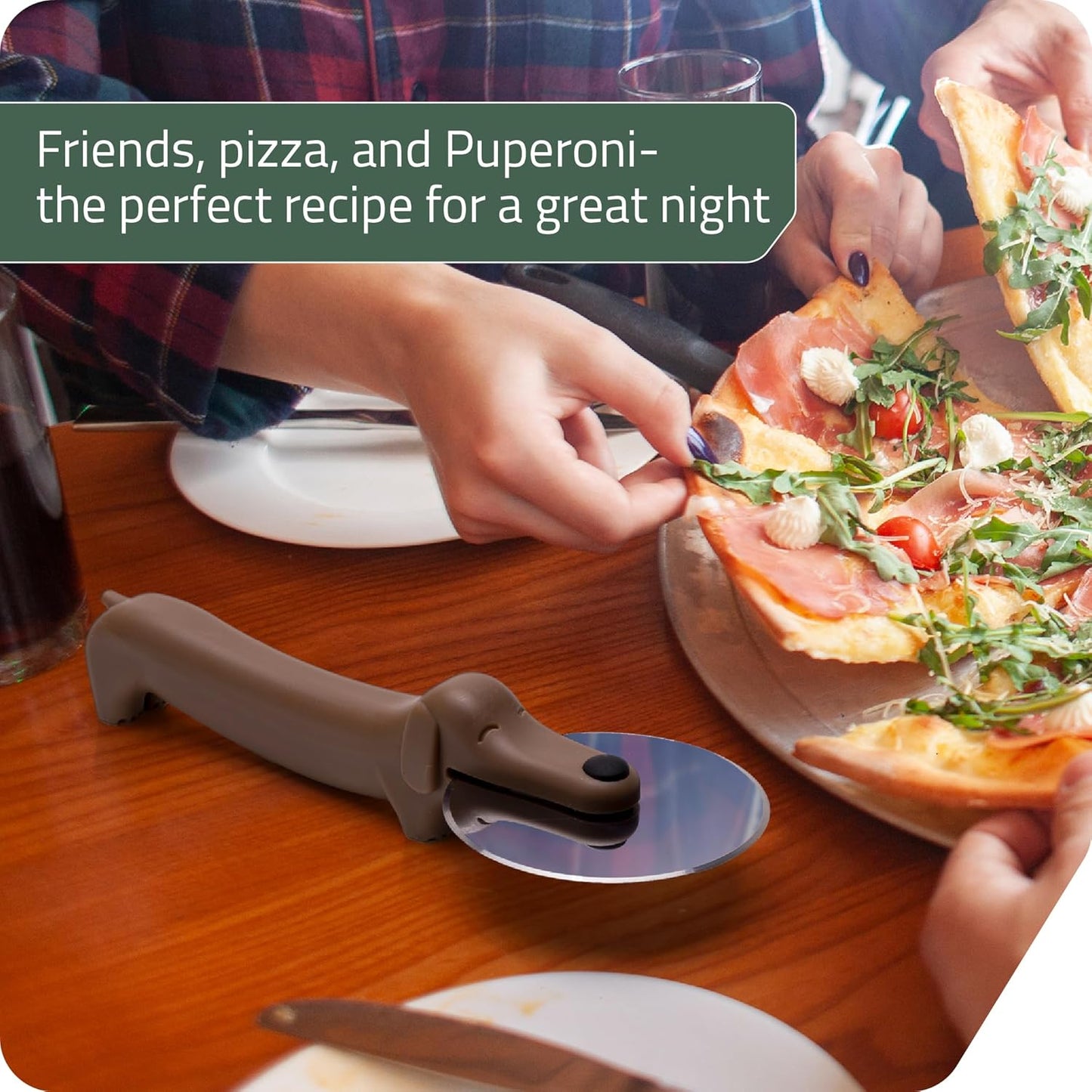 Peleg Design Puperoni Cute Pizza Cutter Wheel – Dog-Shaped Plastic Pizza Cutter Wheel with Stainless Steel Blade & Durable Plastic Handle, Funny Pizza Gifts