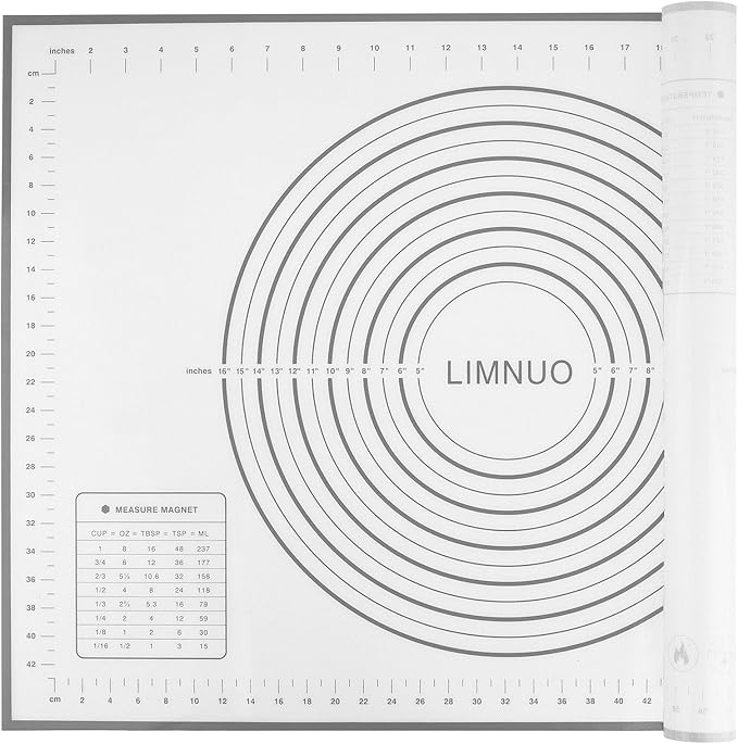 Silicone Baking Mat，Non Stick Rolling Dough with Measurements for Pie Pizza Cookies Fondant Making，Extra Thick Non Slip Silicone Pastry Mat