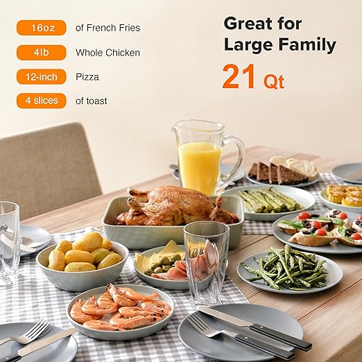 Nuwave Bravo Air Fryer Toaster Smart Oven, 10-in-1 Countertop Convection, 1800 Watts, 21-Qt Capacity, 50°-450°F Temp Controls, Top and Bottom Heater Adjustments 0%-100%, PFAS Free, Cream