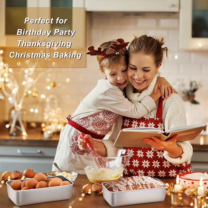 LIANYU Stainless Steel Loaf Pan 9” x 5”, Heavy Duty Bread Pan for Baking, Metal Bakeware for Meatloaf, Brownies, Lasagnas, Healthy & Non Toxic, Dishwasher & Oven Safe