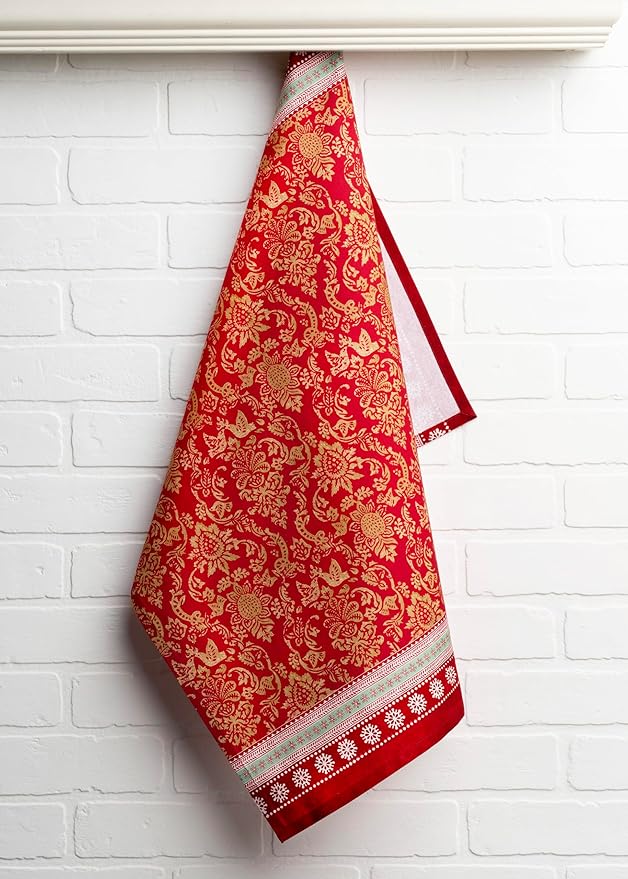 Maison d' Hermine Kitchen Towels Set of 3 100% Cotton 20" x 27.5" Reusable Cloth Tea Dish Towels Absorbent with Hanging Loop for Kitchen Dining Thanksgiving Christmas Decorations (Sofia)