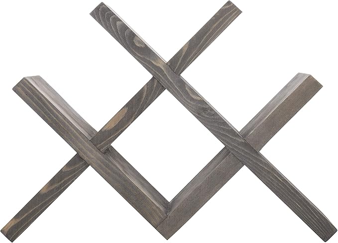 MyGift 4-Bottle Countertop Rustic Brown Wood Wine Rack (Vintage Gray)