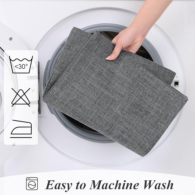 SHACOS Woven Fabric Placemats Set of 4 Heat Resistant Place Mats Non Slip Washable Double Layer Cloth Placemats Reversible Table Mats Kitchen Dining Table Decor (4, Dark Grey)