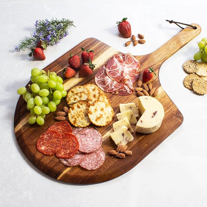 Totally Bamboo Rock & Branch Acacia Wood Pizza Peel, 13.75 Inch Wooden Pizza Paddle with Handle, Great for the Oven and Grill