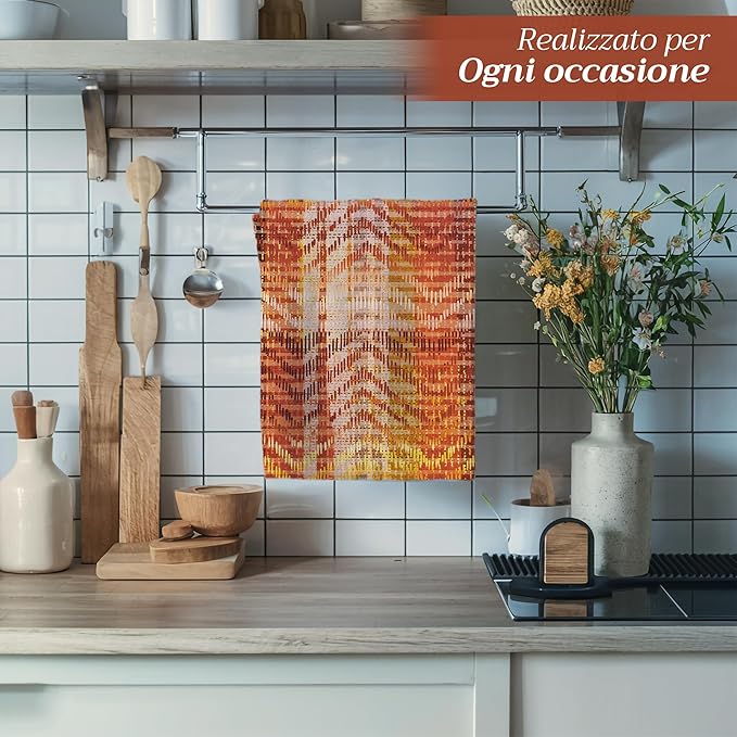 Maison d' Hermine Kitchen Towels Set of 3 100% Cotton 20" x 27.5" Reusable Cloth Tea Dish Towels Absorbent with Hanging Loop for Kitchen Dining Thanksgiving Christmas Decorations (Thanksgiving Tartan)