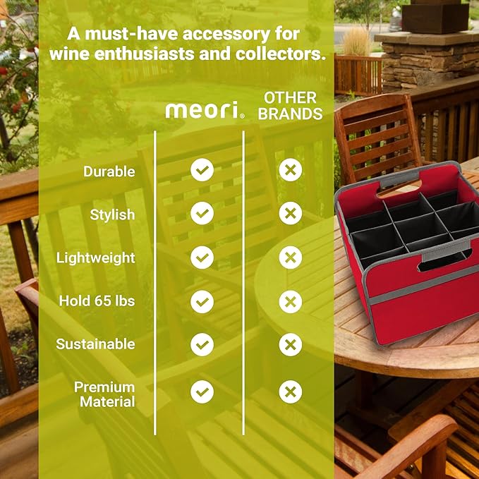 meori 9-Bottle Wine Carrier | Hibiscus Red Solid (B100341)