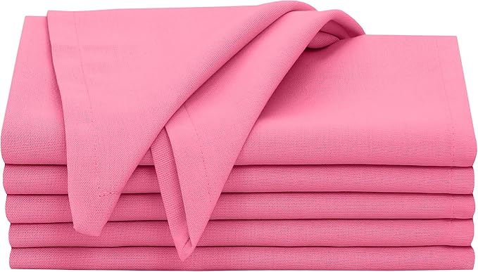 Ruvanti Cloth Napkins Set of 6, 18x18 Inches, 100% Cotton, Washable, Soft & Absorbent, Perfect for Wedding, Christmas, ‎Thanksgiving Dinners - Pink