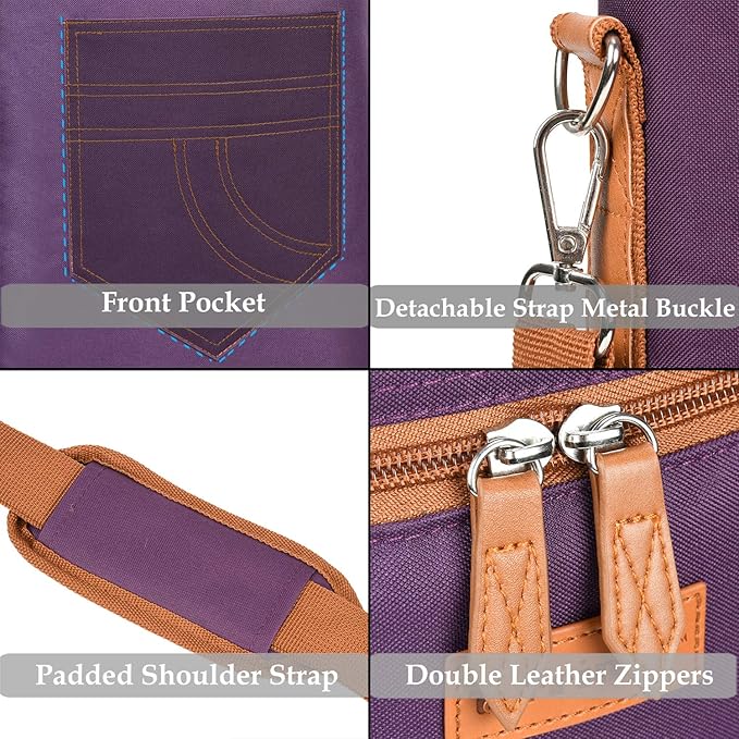 Tirrinia 2 Bottle Wine Gift Tote Carrier - Insulated & Padded Versatile Cooler Bag for Travel, BYOB Restaurant, Wine Tasting, Party, Great Gift for Wine Lover, Purple