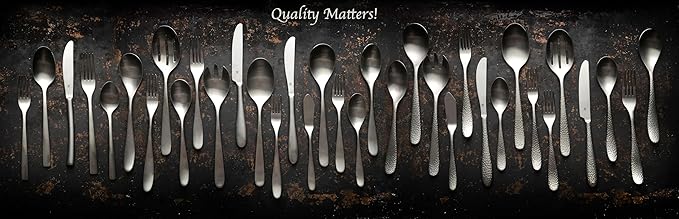 Matte Silverware Set, 18/10 Stainless Steel Satin Flatware, Modern Brushed Finish Cutlery, Dishwasher Safe & Durable, Built to Last (40-Piece, Marettimo)