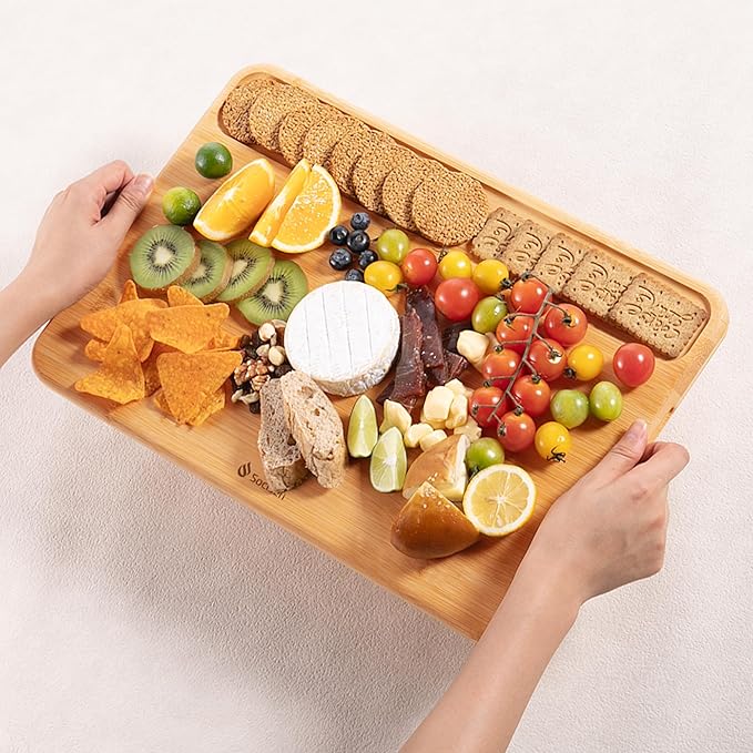 Extra Large Bamboo Cutting Board Set Over Sink Nice Solid Thick Wood Juice Groove Chopping Board Big Best Hardwood Counter Organic Vegetable Kitchen Gadgets Apartment Essentials for Meat Fruit Cheese