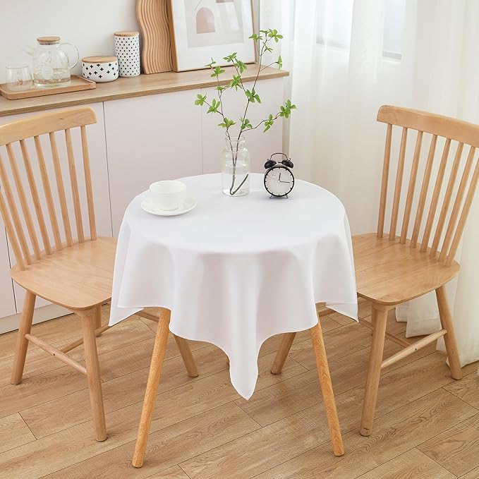 sancua Small Square Tablecloth 36 x 36 Inch White (Fits 20-30 Inch Tables), Stain and Wrinkle Resistant Washable Fabric Table Cloth for Dining Party Table Cover for Nightstand End Bedside Tables