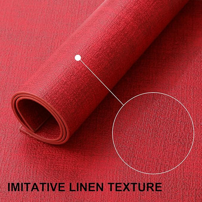 homing Faux Leather Heat Resistant Placemats 6 Packs, Waterproof Wipeable Dining PU Place Mats for Indoor & Outdoor, Easy to Clean, Red