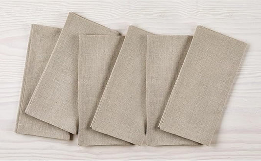 Solino Home Natural Linen Napkins Set of 6-100% Pure Linen Cloth Washable Dinner Napkins 20 x 20 Inch for Fall, Autumn, Thanksgiving, Christmas, Holiday - Fete