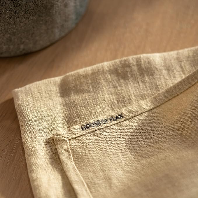 Linen Dinner Napkins 18 x 18 Inch - 100% Flax Linen Napkins - Stone Washed Pure Linen Cloth Napkins (Royal Cream, 18" x 18"(Set of 6))