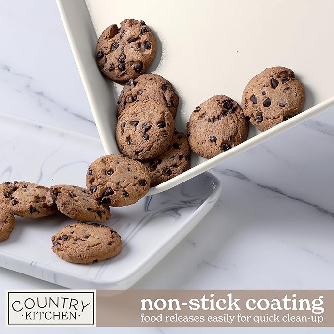 Country Kitchen Nonstick Stackable Bakeware Set - Deluxe Heavy Duty, Durable, Easy Release Baking Set, Taupe, 13 Pcs with Handles