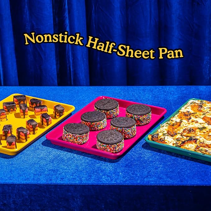 Great Jones Holy Sheet Pan (Mustard) | Nonstick, Half-Sheet Pan | Aluminized Steel, 18.5" x 13.5" | For Baking, Roasting, & Broiling | Premium Bakeware with Even Heat Distribution | Dishwasher-Safe