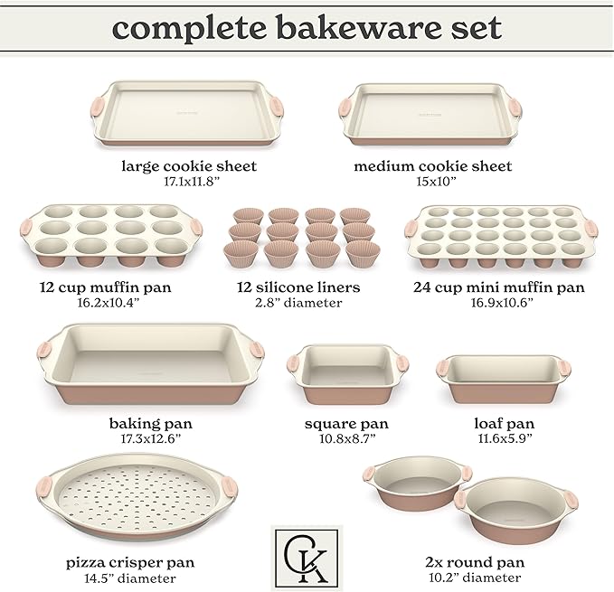 Country Kitchen Nonstick Stackable Bakeware Set - Durable, Easy Release Baking Set- 22 Pc. Includes Silicone Muffin Cups