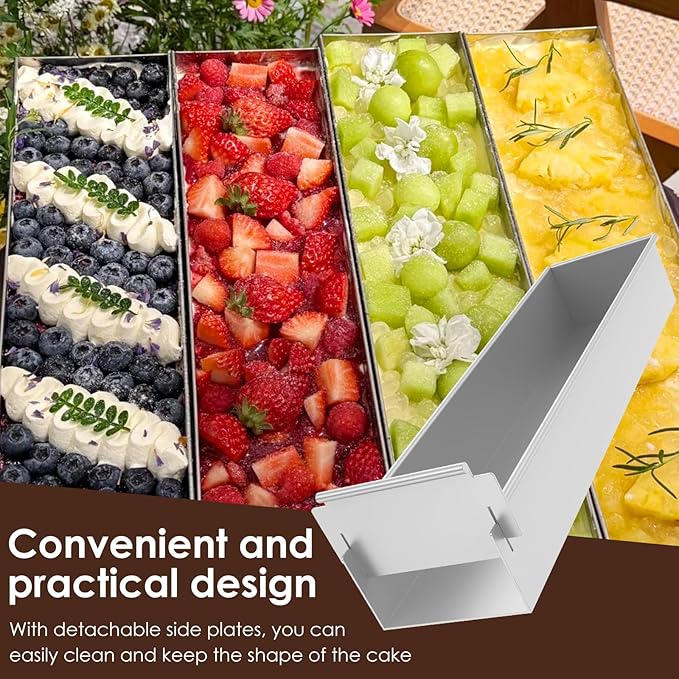 Rectangle Cake Mold, Aluminum Alloy Tiramisu Pan Cake Baking Tray, with Removable Frame Cake Baking Molds for Tiramisu Cheesecake Mousse