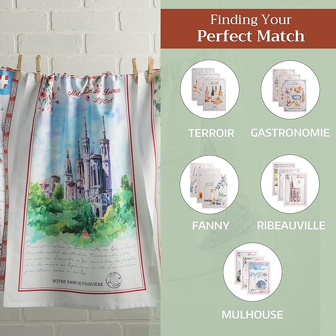 Maison d' Hermine Kitchen Towels Set of 3 100% Cotton 27.50" x 20" Reusable Cloth Tea Dish Towels Absorbent with Hanging Loop for Kitchen, Home, Dining, Cocktail Parties Spring/Summer (Obernai)