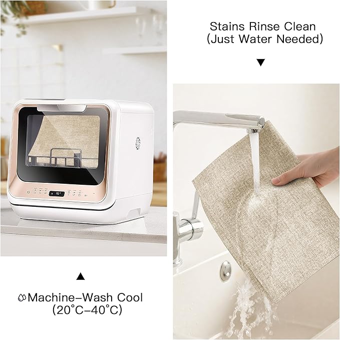 DOLOPL Placemats Set of 12, Reversible Wipeable & Heat Resistant Place Mats, Modern Faux Leather Table Mats for Kitchen, Neutral Waterproof Tablemats for Dining Table Decor, Wedding, Party(Beige)