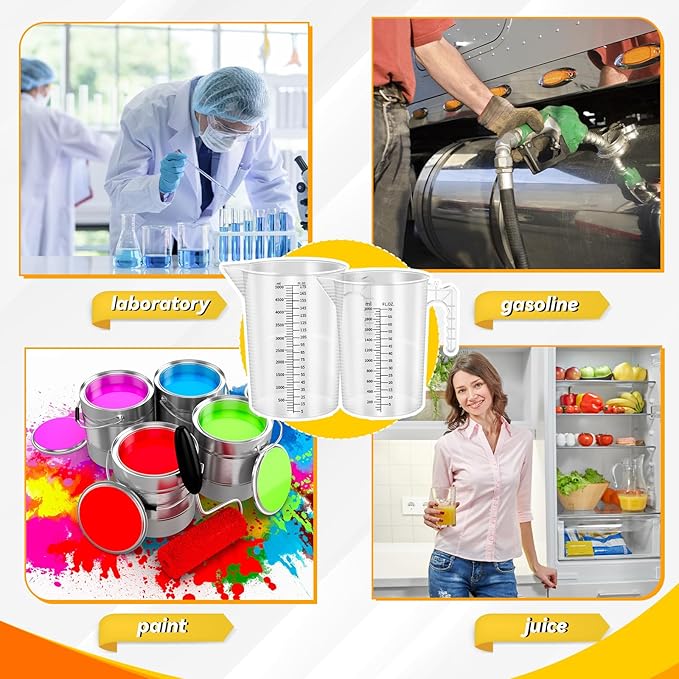 Xuhal 6 Pieces Plastic Measuring Pitcher Measurment Cup 6 Sizes Mixing Pitcher Gauge Bottle Measure Containers Jug with Handle and Spout for Water, Flour, Rice, Coffee, Wine, Milk, Sugar