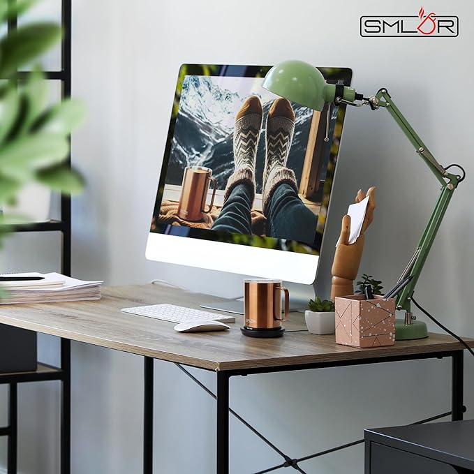 SMLDR Pro Heated Mug, 14 oz Smart Mug, Self-Heating, Adjustable Temperature, Battery Powered Heated Coffee Mug, Quick Recharge Time, Great for Coffee & Tea, Excellent Gift (Rose Gold)