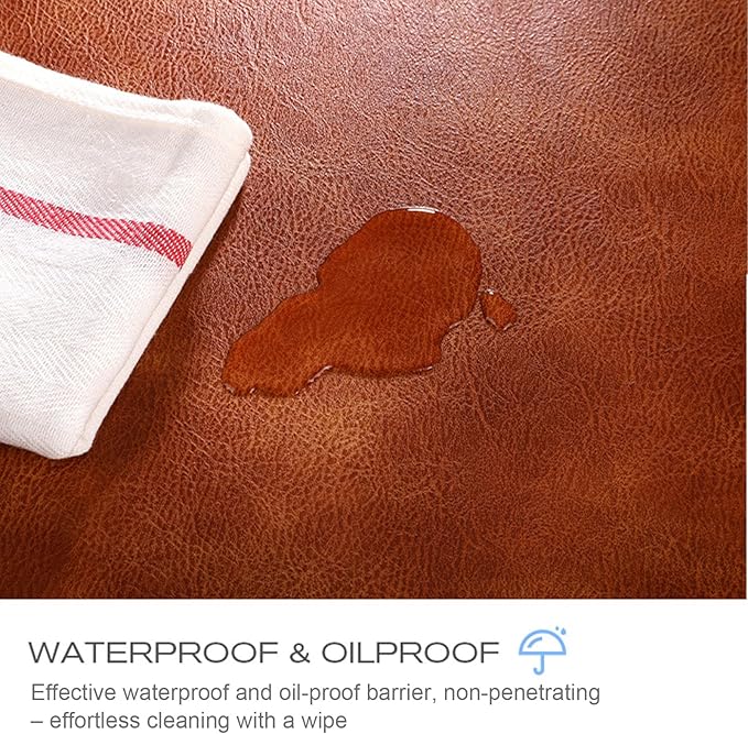 Placemats Set of 4, 12x17 Inch Faux Leather Heat Resistant (212℉) Place Mats, 100% Waterproof & Oil-Proof, Reversible Thickened PU Table Mats for Kitchen, Dining, Outdoor (Reddish Brown)