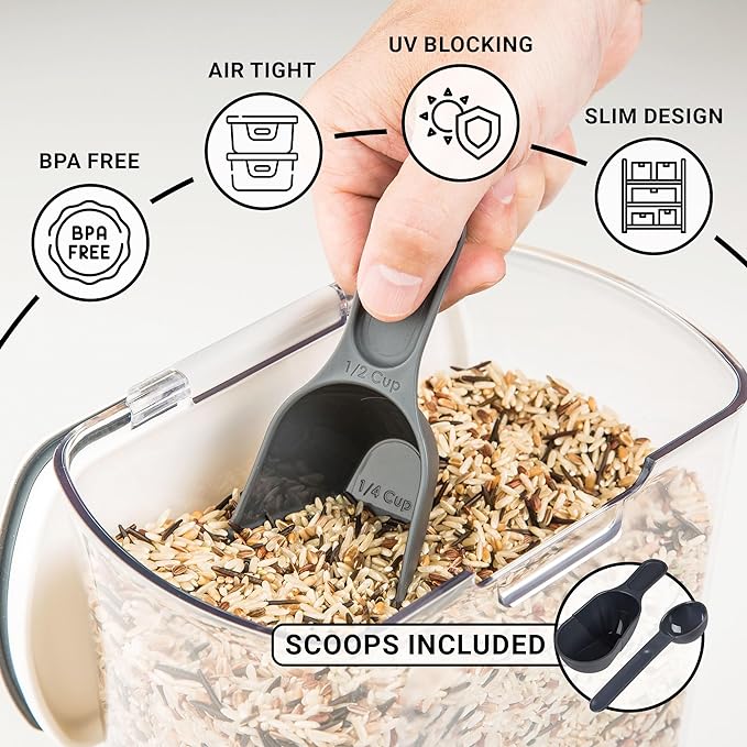 Progressive ProKeeper Baker's Airtight Kitchen Storage Canister Container Set for Flour, Sugar & More, Keeps Ingredients Fresh, with Accessories (Multicolor, 8- Piece)