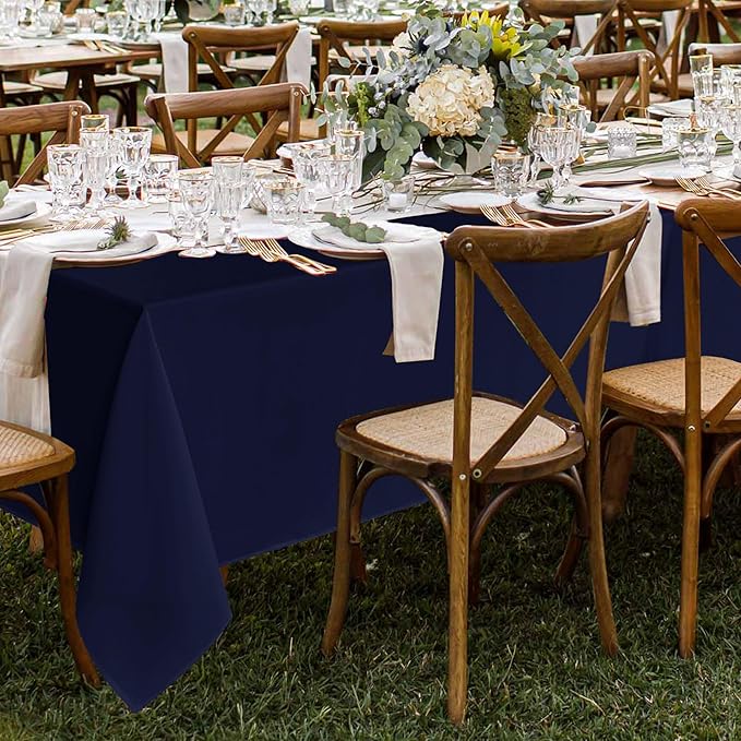 Fitable 8 Pack Table Cloth Rectangle Table: Stain and Wrinkle Resistant Tablecloth Rectangular, Washable Polyester Tablecloths for Wedding Party Dining Banquet Event Catering(Navy, 70x120 Inch)