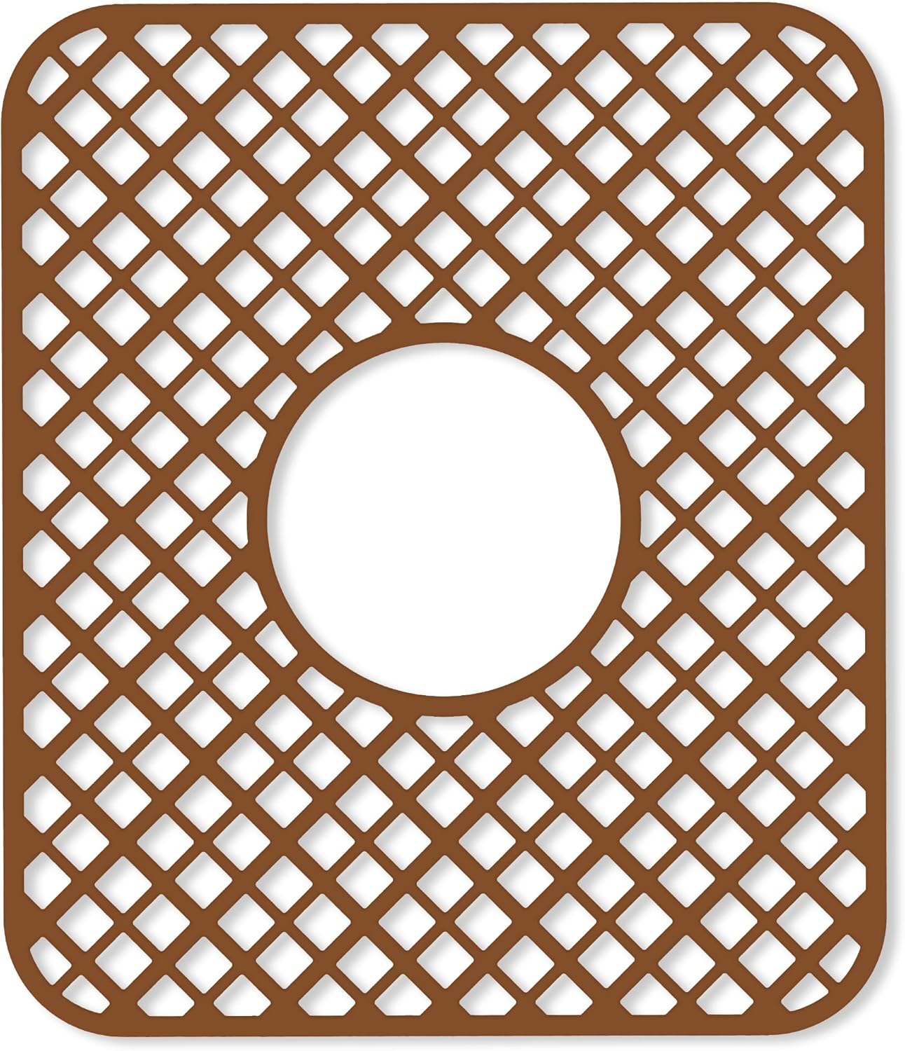 2 Pack Silicone Sink Protector for Kitchen Sink, Lozenge Pattern 13 x 11 inches Sink Grid Mat Silicone Protectors, Center Drain (Coffee)