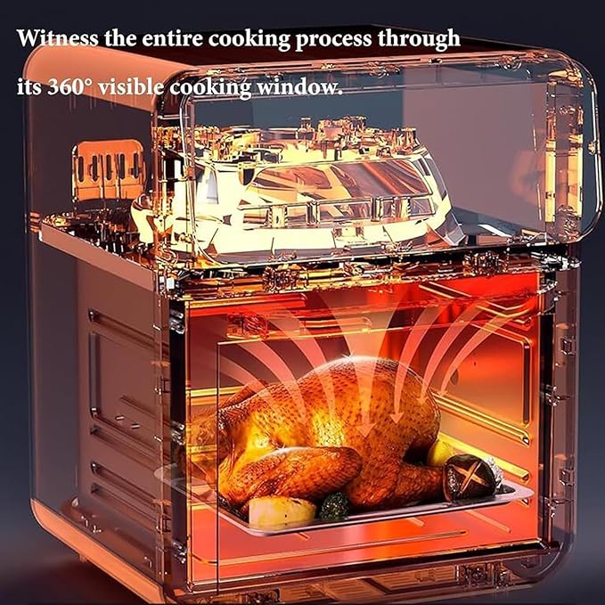 Air Fryer Oven - 11.22in Family Size Toaster Oven with Rack Dehydrator Function for Home Dorm Dining Table Baking Roasting Cooking Adjustable Temperature, Stainless Steel,