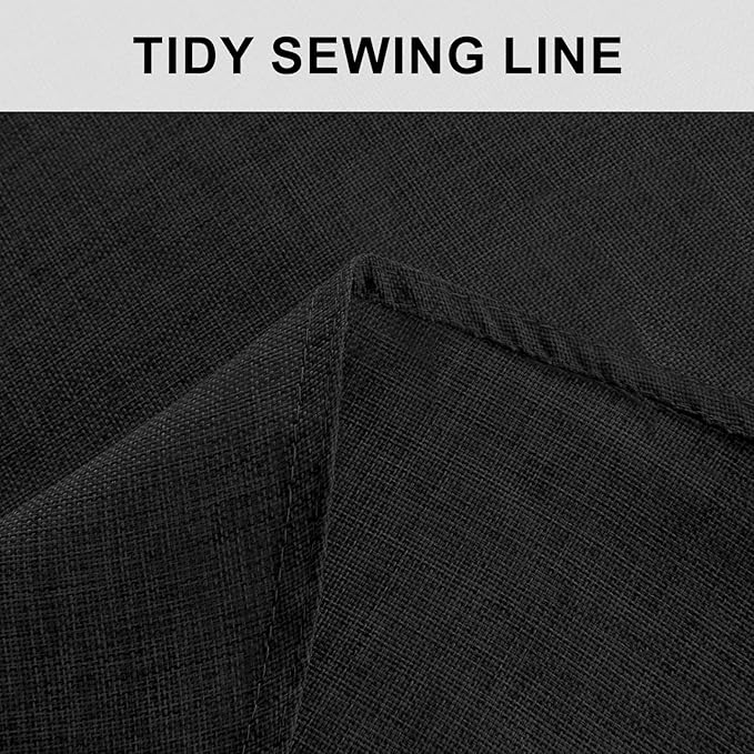 Hiasan Round Linen Tablecloth 50 Inch - Wrinkle and Stain Resistant Washable Polyester Fabric Table Cloth for Dining Room Kitchen Party, Black